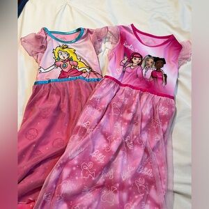 2 Girls Nightgowns Barbie and Princess Peach!
